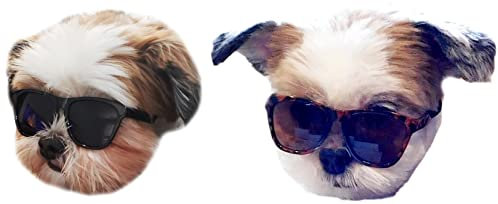 G014 Sonnenbrille für Hunde und Katzen, 80er-Jahre, für kleine Rassen bis zu 6,8 kg, 2 Stück, Schwarz + Schildkrötenbraun