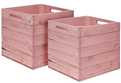 MARWOOD - 2 Contenitori in Legno per Scaffali Kallax, Inserti, Cassetta per Frutta, Scatola di Legno