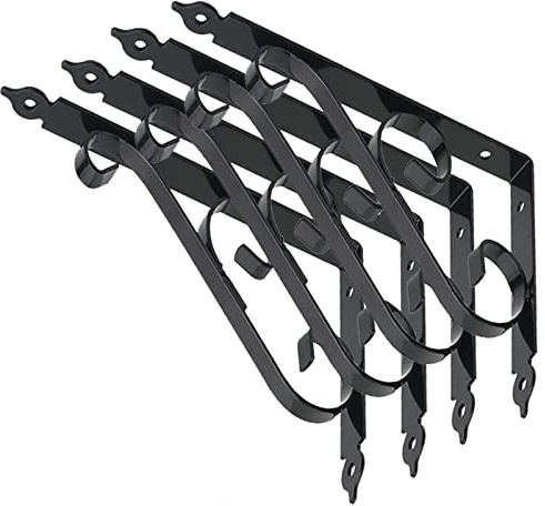 4 Stück Regalwinkel Metall, Vintage Regalträger, Wandwinkel Regalhalterung, Rechtwinklig Regalstütze Hängende Halterungen mit Schrauben für Gart(Size:25.5x40cm/10x15.7in,Color:Schwarz)