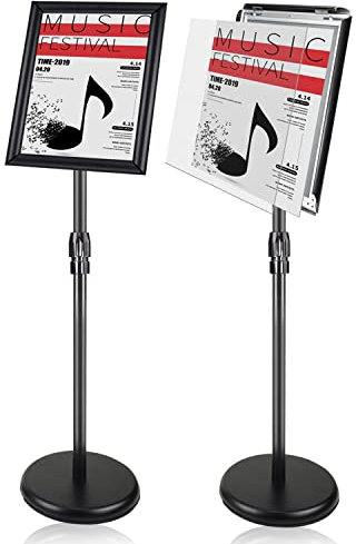 AceShow Schilderhalter, verstellbarer Sockel, Posterständer, robuster Business-Schildständer, Aluminium, 21.6x27.9 cm (2 Stück, quadratisch)