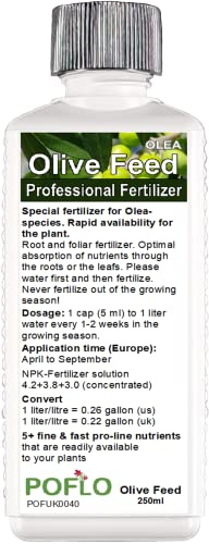 POFLO Olive Tree Liquid Fertilizer, Feed, Plant Food NPK for Olea europaea, Olea sylvestris (250ml)