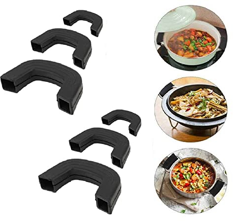 YQBFTC 3 Paar Silikongriffe für Töpfe,Topfgriffe Silikon,Topflappen Topfgriff Küche Schutz Kochen Finger,Topfgriff Hitzeschutz Silikon Assist Griff Halter für Bratpfannen Woks Pfannen