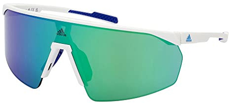 adidas Sport SP0075 Sonnenbrille für Damen, Sportliche und leichte Sonnenbrille, maskenförmige Linsen, Grüne Gläser, Weiß