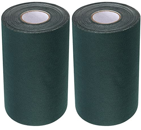 MUKLEI 2 Rolls 15cm x 10m Artificial Grass Tape, Artificial Lawn Joint Tape, Self Adhesive Joining Turf Tape Fake Lawn Seaming Tape for Connecting or Fixing Rug Turf Carpet, Dark Green