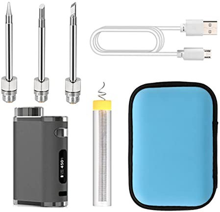 LAXED Saldatore Portatile Ricaricabile un Batteria USB Saldatore un Batteria 1W-75W Saldatore per Esterni 3 Punte (Grigio)