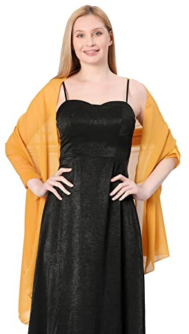 Proumhang Mujeres Mantones de Gasa Suave Bufandas Wraps para Novia Dama de Honor Fiesta de Boda Vestido de Noche y Vestidos para Ocasiones Especiales 70cm x 200cm Amarillo oscuro