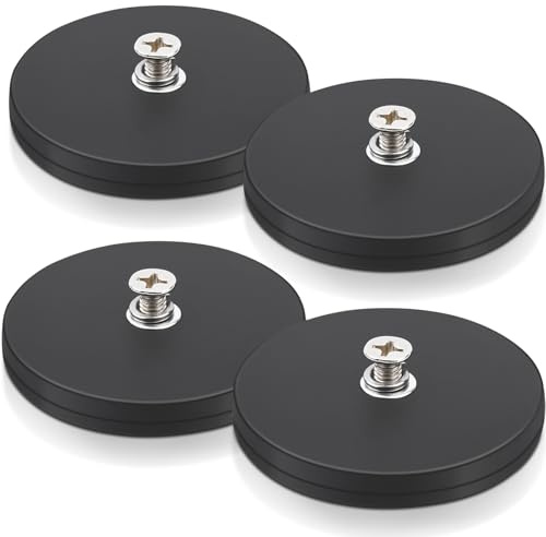 4Pack Strong Rubber Coated Mounting Magnets, 60LBS Anti-Scratch Mounting Magnet, Rubber Coated Neodymium Magnets with M6 Threaded Studs Magnetic Assembly Base for Led Lighting Bar Outdoor