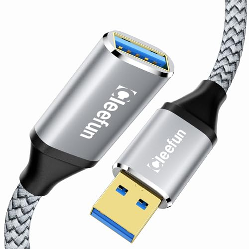 CLEEFUN Prolunga USB 1 Metri, USB 3.0 Tipo A Maschio a A Femmina 5Gbps Nylon Cavi Estensione Trasferimento Dati per Stampante, Webcam, Mouse, Hub USB, Gamepad, Controller PS5, Unità Flash