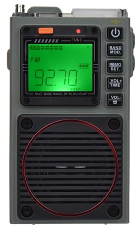 DollaTek FM VHF AM SW WB Band Radio App portatile di supporto per radio a onde corte Allarme SOS stereo per bassi remoto intelligente