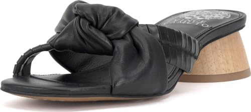 Vince Camuto Women's Leana Knotted Band Round Heel Sandal, Black, 5.5