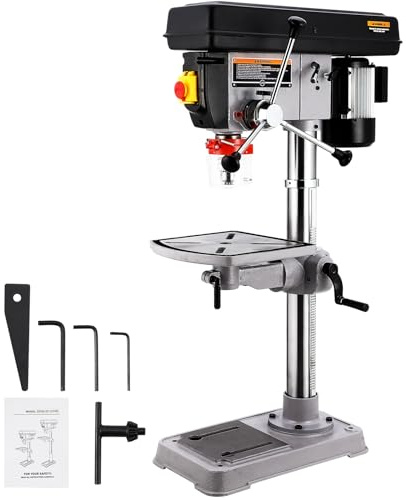 Garvee 15 in Benchtop Drill Press, 7.5 Amp 120V Pure Copper Motor, 288-3084 RPM Variable Speed Cast Iron Bench Drill Press, 0-45°Tilting Worktable, Tabletop Drilling Machine for Wood Metal