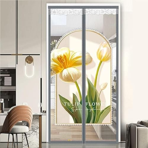 Zanzariera Magnetica For Gatti For Porte, Porta Balcone, Protezione Insetti, Zanzariera, Zanzariera, Tenda A Lamelle, Tenda Magnetica For Porta Scorrevole, Porta Patio (Color : Grau, Size : 95x210cm
