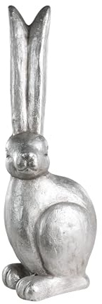 EGLO LIVING Osterdeko Hase Chilandy, große Deko Figur Ostern Frühling | Frühlingsdeko Osterhase, elegante Osterfigur aus Kunststein in Silber, 62 cm