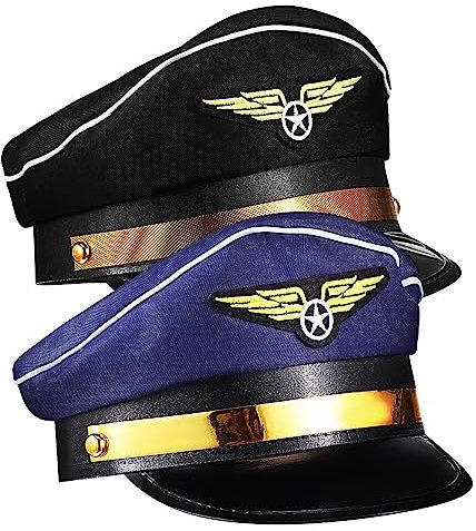 Warmhm 2 Stück Pilotenmützen Aus Polyester Mit Klassischem Cosplay Design Leicht Und Komfortabel Für Bühnenauftritte Und Kostümveranstaltungen