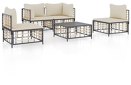 Makastle Gartenmöbel-Set Gartenlounge Sofa Outdoor Sitzgruppe Garten Lounge Set Balkon Sofa Polyrattan Gartensofa Balkonmöbel, Outdoor Lounge Sessel, Anthrazit