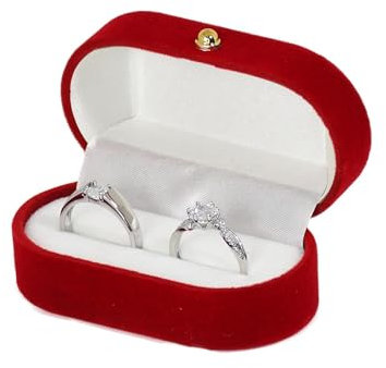 Scatola Porta Anelli Doppio in Velluto, Cofanetto per Anello, Confezione Regalo per Gioielli, per Matrimonio