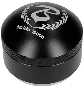 Barista Space C2 Coffee Tamper Gold, 58 mm, höhenverstellbar für perfektes Tampen, inkl. Justierschlüssel, aus Edelstahl und Aluminium – Black