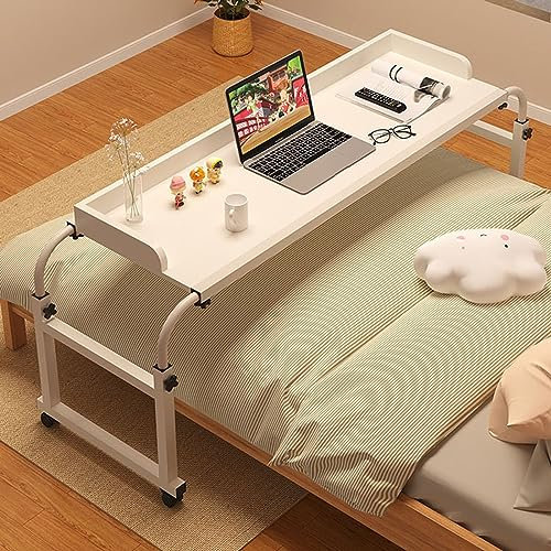 Rollbarer Laptoptisch, Überbetttisch mit Rollen, Querbett, dehnbarer Lazy-Computertisch, höhenverstellbar, multifunktionaler mobiler Schreibtisch fürs Bett (A mit Einer Schallwand)