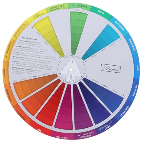 KOMBIUDA Drehbares Farbrad Und Farbkreis in Deutsch Für Künstler - Farbscheibe Zum Erlernen Von Farbmischungen - Unverzichtbares Werkzeug Für Kunstunterricht Und Make Up Mischtafel