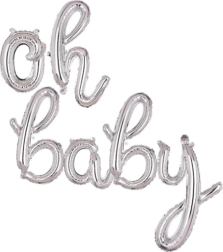 Big Eye Owl 16 Zoll Silber Luftballons for Oh Baby Ballon Folie Buchstaben Luftballon Kursive Mylar Alphabet Banner Helium Folienballon Babyparty Jubiläum Hochzeit Party Deko Liefert Klein