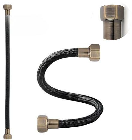LAXARA DVGW Premium farbiger Flexschlauch schwarz und weiß 3/8 Zoll bis 1/2 Zoll ÜM beidseitig in auswählbaren Stilen (3/8 Zoll Schwarz | Antikes Bronze, 50 cm)