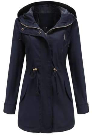 chiguomaoyi Women's Casual Ligtweight Military Jackets Anorak Utility High Waist Drawstring Zip Up Hood Coat