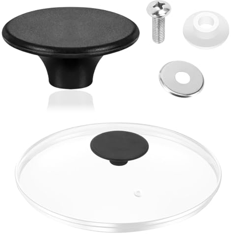 Universal Pan Lid Handle With Silicone Ring and Screw - Non-Slip Knob for Slow Cooker and Pot Lid Replacement (Black)