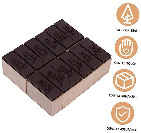 PHENOFICE 1stück Holzstempel Für Kreative Grüsse Englischer Buchstabenstempel Für Scrapbooking Und Tagebuch Abgekürzter Monat Für Bastelprojekte Und Bürobedarf