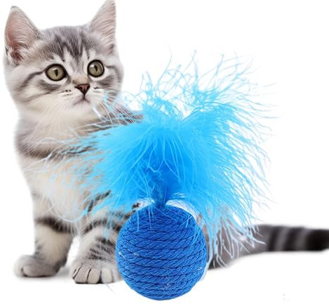 Federspielzeug Für Katzen - Katzenspielzeug Mit Federbällen | Hundespielzeug Mit Aktualisiertem Rollball | Spielbälle Für Haustierjagd | Pe Spielzeug