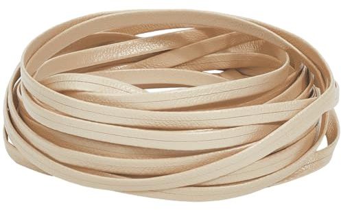 GORGECRAFT Cordoncino piatto in pelle, 5,5 m, 5 mm, 1 mm di spessore, motivo litchi su entrambi i lati, strisce di pizzo in pelle di agnello lucida, in morbido poliuretano, pieghevole, per lavori fai