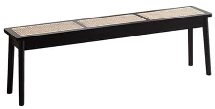GUAWJRZDP Bauernhaus-Holzbank, Esszimmerbank, Küchenbänke, Rattanbank Für Den Eingangsbereich, Kleine Schmale Gewebte Bank Für Die Inneneinrichtung(Nero,160cm/62.9in)