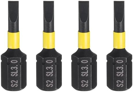 QUARKZMAN 4pcs SL3 Embouts de Tournevis à Fente 1/4 Tige Hexagonale 25mm/1 Longueur Magnétique Embouts Hexagonaux à Tête Plate Acier S2 de Perceuse Électrique de Qualité Industrielle