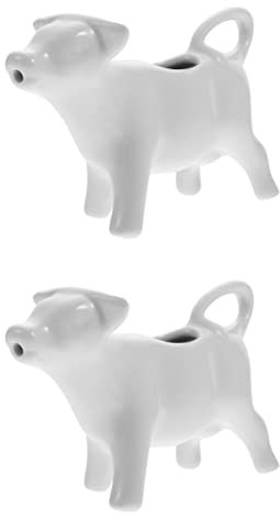 Amosfun 2 Pièces Pot à Lait En Céramique Crémeur De Café Tasse Mini Pichet Crémier Pot à Crème Pichet à Lait Fumant Pot De Café Expresso Vache à Lait Mini Pot à Lait Para Blanche