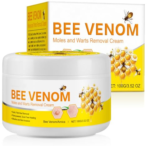 Bee Venom Cream for Skin Tags, Warts & Moles Removal - Natural Bee Venom Wart Treatment, Scar-Free Skin Repair & Moisturizer for Face, Neck, Body - Painless, Gentle Skin