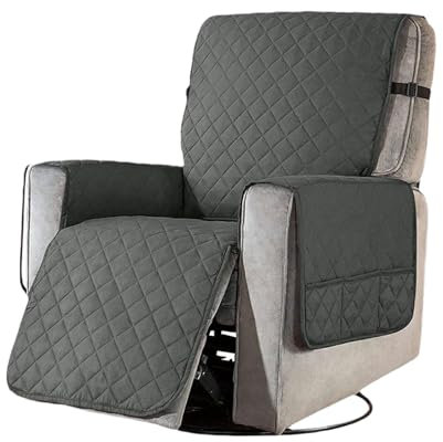AYYDS Sesselschoner für Fernsehsessel, Wasserdicht Sesselauflage mit Taschen, 1 Sitzer Schutzbezug für Relaxsessel, Waschbar Anti-Rutsch Liegesofa Sesselbezug Sesselüberwurf (Dunkelgrau, S)