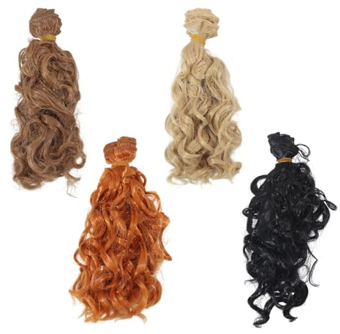 GLOBLELAND 4 Stück 4 Farben Puppenlockenperücke Haar 100cm /40 Zoll Lang Puppenhaareverlängerung Für DIY BJD Puppenherstellungszubehör Puppenhaarkunst Lange Synthetische Puppenperücken Puppenzubehör