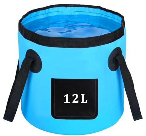 12L Collapsible Bucket Plumbers Plumbing Tools Bag, Flexi Plumb Tub Handy Folding Bucket Water Container Foldable Buckets with Handles for Camping Shower Washing Up Bowl Garden Bin Trug