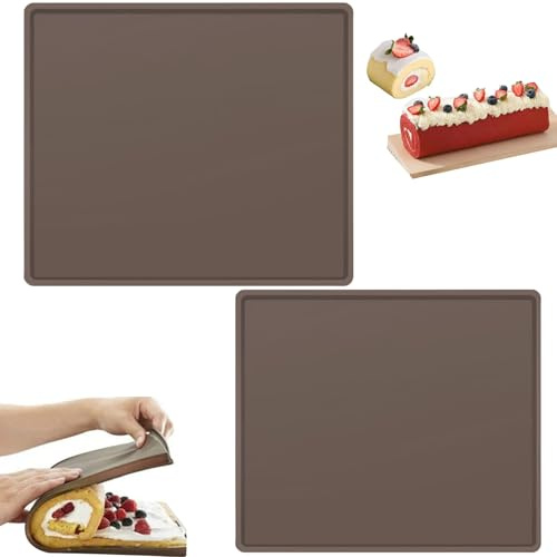 Guyode 2 Pièces Tapis de Cuisson, Tapis Silicone Patisserie, Plaque Silicone Patisserie, Baking Mat Silicones Suisse Plaque de Gâteau Antiadhésif Plateau à Rouler pour Biscuits Pizza Pain Mousse