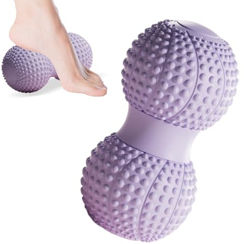 Massageball Fußmassage Faszienball, Spiked Massage Ball Hart, Igelball Fußmassage Ball für Füße Rücken Bein, Fußmassager Roller Igelball zur Linderung von Muskelkater, Verwendet für Muskelmassage Lila