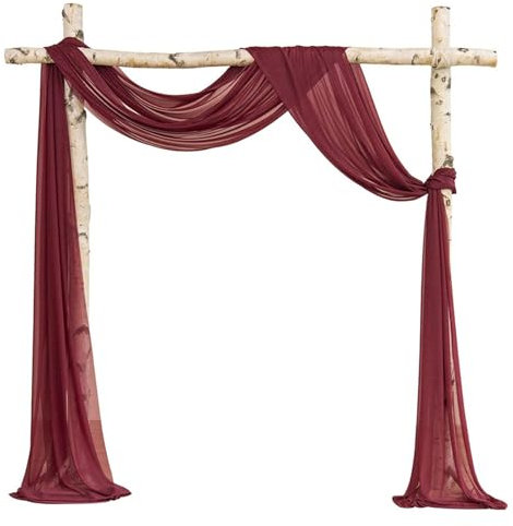 1 Stück Transparent Hochzeitsbogen & Traubogen, Voile Himmelbett Vorhänge Freihanddeko Hochzeit Querbehang Bühnendekoration für Geburtstagsparty Zeremonie Taufe, B x H(Red1,75x600cm(30x236in))