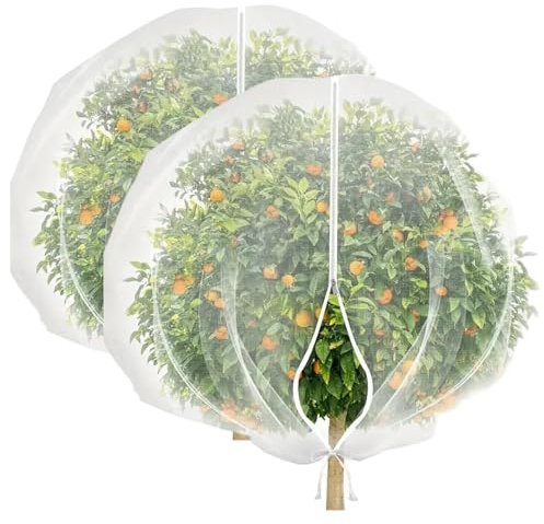 Pastoralist Fruit Tree Blueberry Bush Netting Cover, 2Pcs Fruit Tree Netting, Fine Mesh Blueberry Bush Cover with Zip and Drawstring, Plant Protection Net for Trees, Bushes and Flowers, 1 * 1.2m
