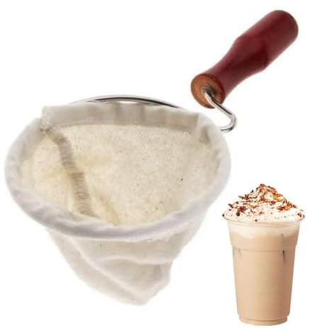 Filtro de café de tela – Calcetines de café reutilizables hechos a mano, bolsa de franela | Filtro ecológico con mango de madera, colador de café de algodón para elaboración lenta, uso diario en la