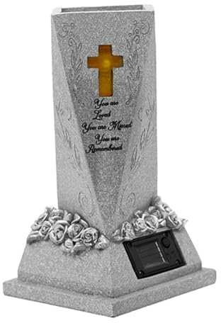 UKCOCO Maceta De Cementerio con Forma De Cruz para JardíN Jardineras con DiseñO De Piedra Falsa para DecoracióN De Tumbas Soporte De Flores Artificiales Resistente para Exteriores 9.25X4.92X4.92In
