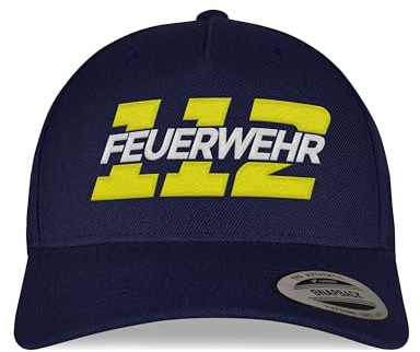 tshirtladen Snapback Cap Feuerwehr 112 – Bestickte Cap für Feuerwehrleute, Einsatzkräfte und Retter, Geschenk für Kameraden oder Blaulicht-Fans, Trucker Cap für Ehrenamt und Freizeit