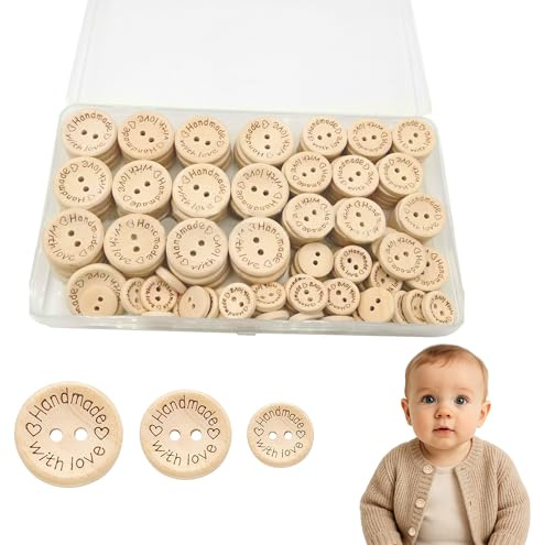 150Pcs Wooden Buttons 20mm 25mm 15mm Multiple Choice Natural Wooden Buttons Cardigans Knitting Button Handmade Button Durable Delicate for DIY Sewing Craft Decorations
