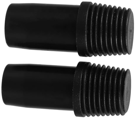 Sosoport 2pcs Threaded Tip Replacement for Broom Handle Plastic Pole Adapter Repair Kit Compatible Metal Mop Extension Poles Household Cleaning Tools Black