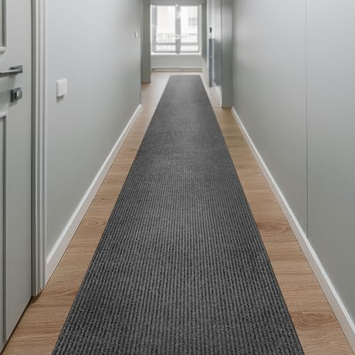 Wecon Home Buhai löpare – ultratunn dörrmatta 5 mm, halkfri, absorberande och väderbeständig golvmatta för hall, kök, balkong – robust och mun (80 x 120 cm, grå)