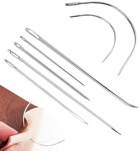 7-Piece Heavy-Duty Sewing Needle Set for Upholstery, Leather & Canvas Repairs - Stainless Steel Needles