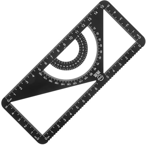 HEALLILY Set di righelli goniometri in lega di alluminio con triangolo dritto per misurazioni precise di disegno geometria strumenti per scuola ufficio uso domestico