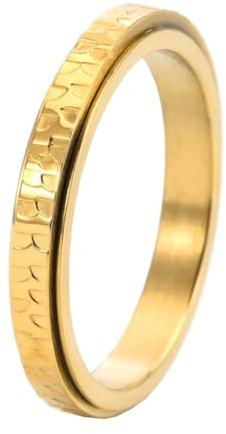 OAKKY Hamrad textur rostfritt stål fidget spinner ring för ångestlindring minimalistiska roterbara ringar, Metall, metall